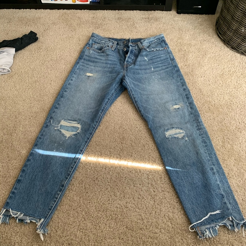 Frayed Levi denim jeans
